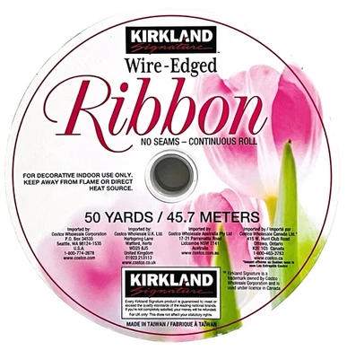 KIRKLAND WIRE-EDGED WHITE RIBBON NO SEAMS-CONTINUOUS ROLL 1.5" WIDE 50 YARDS - Image 1 of 4