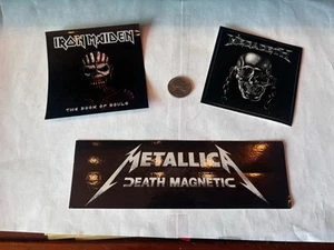 Iron Maiden/Metallica/ Megadeth -Rare stickers (Lot of 3) + Free Flag sticker - Picture 1 of 3