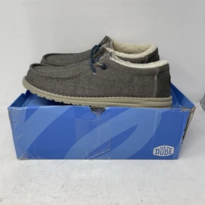 Hey Dude Wally Herringbone Choco Fleece Lined Slip-On Loafer Men's Size 14 - Picture 1 of 9