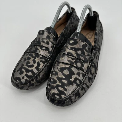 Zapatos Tod's Para Hombre Talla 42 Negro Leopardo Mocasines de Conducción Gommino Hecho en Italia Foto 1 de 4