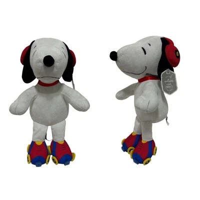 Snoopy Peanuts Plush on Red Roller Skates w Red Headphones Hallmark 12" - Image 1 of 4