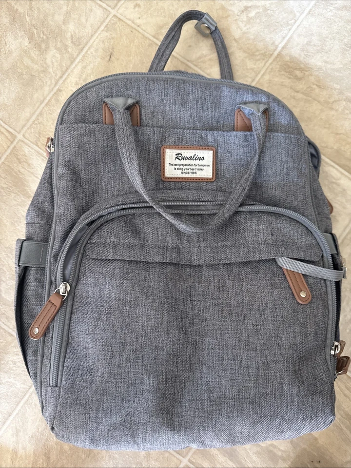 Mochila Bolsa Pañales, Mochila de Viaje Multifunción RUVALINO Gris Foto 1 de 4