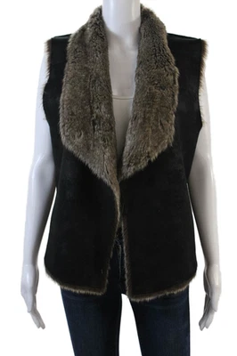 Chaleco suéter de piel sintética negro talla mediana Velvet by Graham & Spencer para mujer Foto 1 de 4