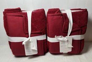 Pottery Barn Cozy Cloud Quilted Euro Shams Ruby Red Set Of 2 - Picture 1 of 2