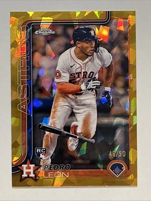 2025 Topps Chrome Sapphire Gold /50 Pedro Leon RC Houston Astros  - Image 1 of 4