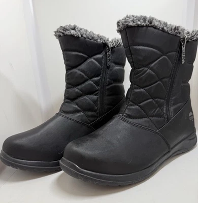 Totes Babbie Black Sz 10 Waterproof Winter Rain Boots Fleece Lined Side Zipper - Image 1 of 4