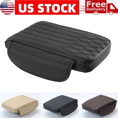 Cojín de cuero para reposabrazos de coche consola central caja almohadilla protectora con bolsillo de almacenamiento Foto 1 de 4