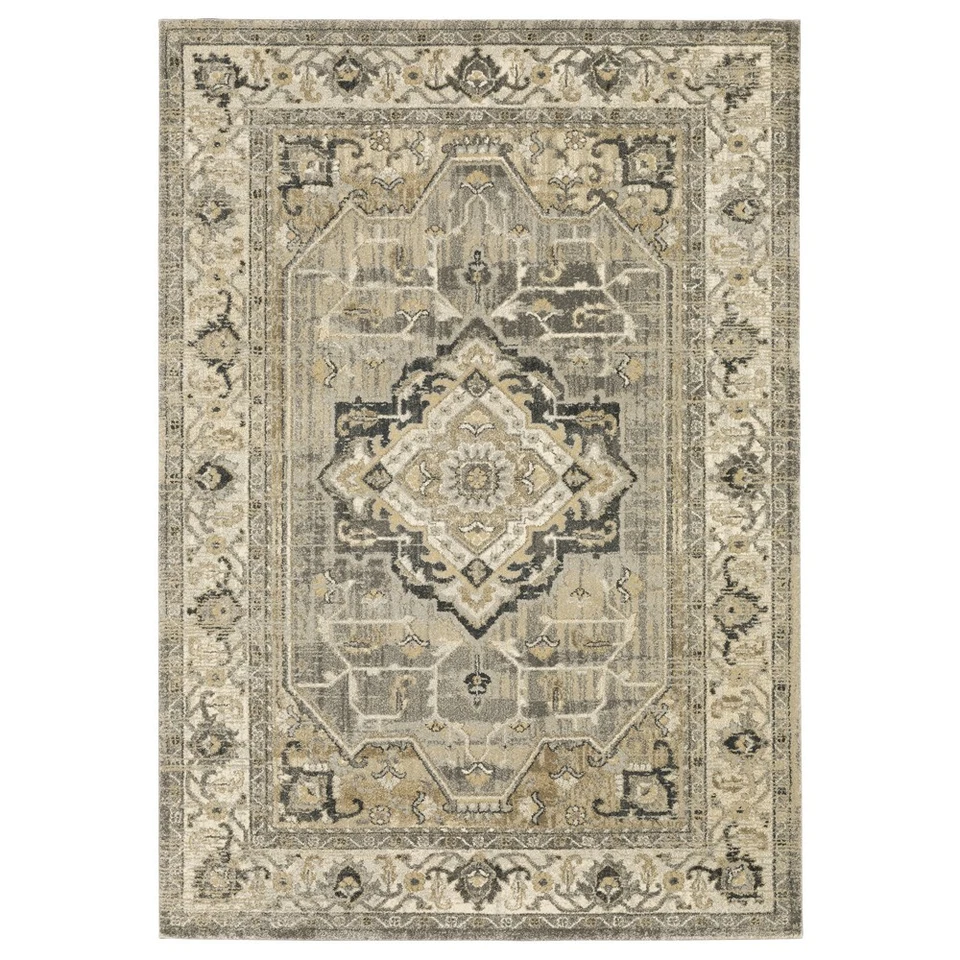2x7 Sphinx Beige Petals Bulbs Leaves Medallion Runner 1805X - Aprx 2' 3" x 7' 6" - Image 1 of 1