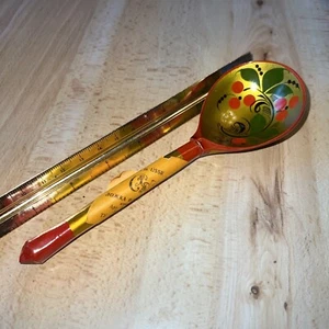 Cucchiaio in legno Koklahoma 8” dipinto a mano con etichetta originale made in RUSSIA - Foto 1 di 8