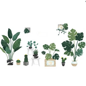 Green Wall Stickers Potted Plants Removable PVC Living Room Home Decorations - Picture 1 of 5