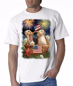 American Flag & Puppies Shirt, 4th of July Shirt, Americana, Patriotic, Sm - 5X - Picture 1 of 2
