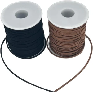 Leather String, 2 Rolls Faux Leather Cord, Flat Suede Leather Lace for Necklaces - Picture 1 of 6