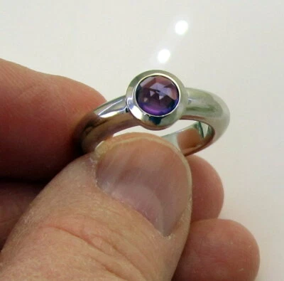 Anillo TIFFANY & CO Estate Francia Oro Blanco 18K Facetado Amatista Brillante Talla 6 Foto 1 de 4