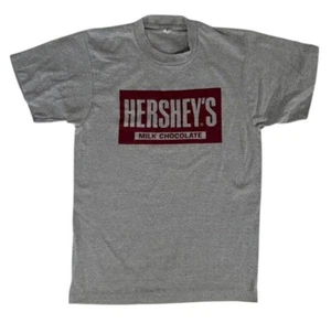 Vintage HERSHEYS Milk Chocolate T Shirt SCREEN STARS Tag Gray Mens Size SMALL - Picture 1 of 6