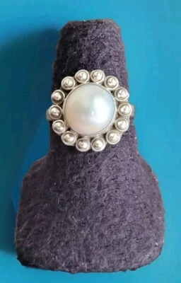 Erick's Sterling Silver Pearl Ring Size 7 Taxco.925 - Image 1 of 4
