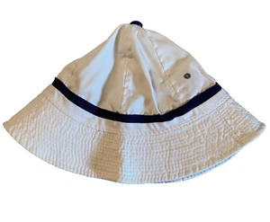 Vintage Kids Size Large Bucket Hat, Beach, Sailor, White with Navy, 1980s - Picture 1 of 10