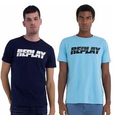 T-shirt uomo REPLAY maglietta in cotone manica corta girocollo blu celeste M6469