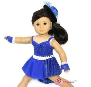 Puppenkleidung 18 Zoll Kleid königsblau Tanz Handgelenktasche Hut passt American Girl Puppen - Bild 1 von 3