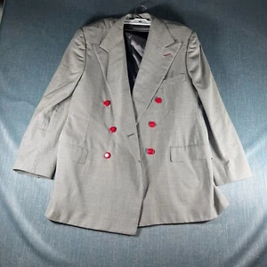 Ralph Lauren Womens 2 Piece Suit Set Size 46 Gray Houndstooth Double Breasted - Picture 1 of 21