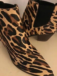 Sole Society women leopard print calf hair Chelsea short heel boots US 8 Euro 39 - Picture 1 of 12