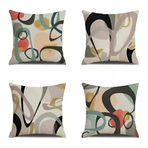 4Pc Boho Abstract Mid Century Pillow Case Minimalist Geometric Cushion Cover 18" - Picture 1 of 10