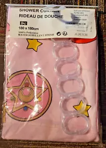 new SAILOR MOON 180x180cm polyester SHOWER CURTAIN & SHOWER HOOKS anime pink - Picture 1 of 3