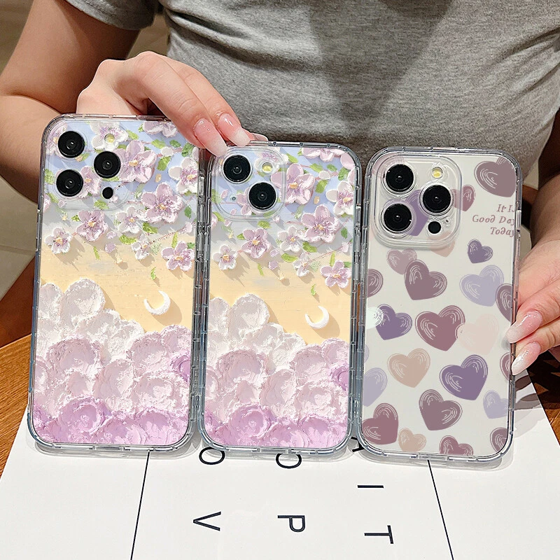 For iPhone 15 14 13 Pro Max 12 11 Heart Flower TPU Shockproof Phone Case Cover - Image 1 of 4