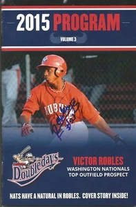 WASHINGTON NATIONALS VICTOR ROBLES SIGNED AUBURN DOUBLEDAYS PROGRAM MINOR LEAGUE - Picture 1 of 1