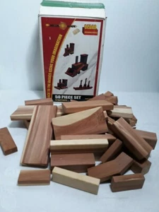 Vtg. Cedar Wooden Building Blocks Natural Wood Play Set 50Pc 50's-60's, Age 3+ - Picture 1 of 10