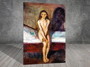 Edvard Munch Puberty NUDE NAKED FRAMED CANVAS PAINTING ART PRINT WALL 259 - Picture 1 of 8