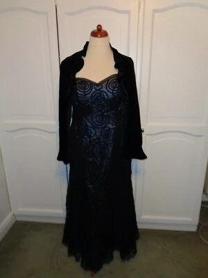 ВИНТАЖНЫЙ AUSTIN REED ЧЕРНЫЙ БАРХАТ И ШЕЛК ПЛАТЬЕ И УЮТНО ПОДХОДИТ СОВРЕМЕННЫЙ ДЕНЬ UK 12   - Изображение 1 из 4