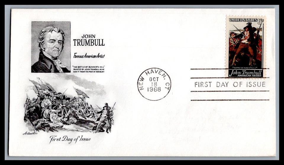 US FDC # 1361 6c John Trumbull  Artmaster  1968, 9g436 - Image 1 of 1