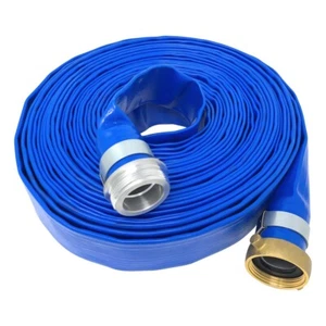 Conjunto de manguera de descarga de PVC plano azul Gloxco 1-1/2" x 100' con aluminio... - Imagen 1 de 1