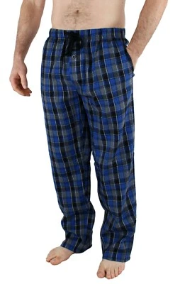 Mens Flannel Pajama Pants Lightweight Soft Plaid Lounge Sleep Bottoms, 2 Pockets - Image 1 of 4