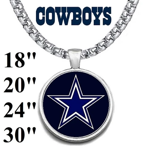Large Dallas Cowboys Womens Mens 20" 24" 30" Necklace Stainless Steel Chain D30 Cover