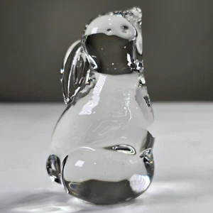 Vintage Art Glass Small Rabbit Paperweight Clear 3.5in Easter Animal Fine Décor - Picture 1 of 5