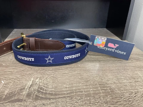 Men’s Vineyard Vines NFL Dallas Cowboys Canvas Belt NEW $58 Cover