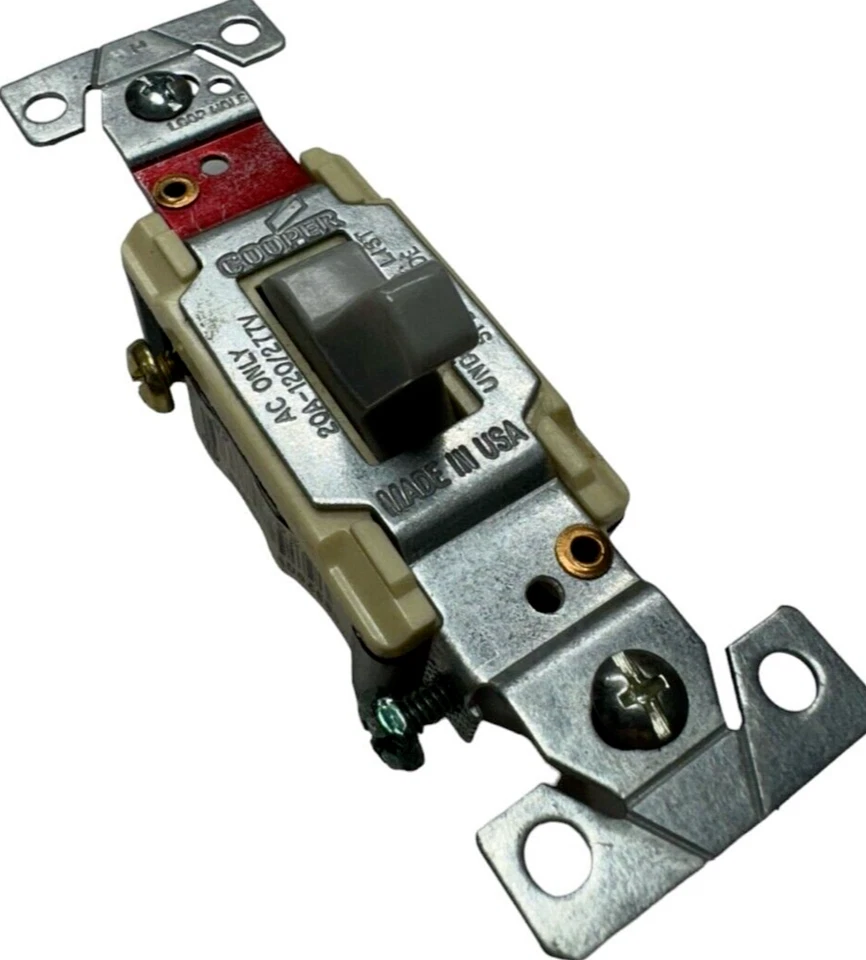 Cooper CS320GY Gray Commercial Toggle Wall Light Switch 20A, 120V-277V - Image 1 of 4
