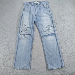 Levi's Jeans Mens 31x32 Blue Denim Carpenter Loose Straight Fit Distressed Light - Picture 1 of 16