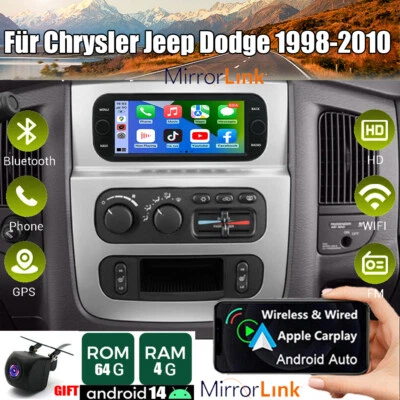 Für Chrysler Jeep Dodge 1998-2010 Android 14 Autoradio Apple CarPlay GPS Navi - Bild 1 von 4