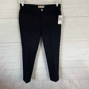 Michael Michael Kors Womens Slim Ponte Knit Ankle Pant Sz 10 Black Stretch New - Picture 1 of 14