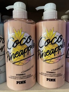 2 NUOVE lozioni corpo Victoria's Secret rosa COCO ANANAS GLOW BOOSTING POMPA 14 ONCE - Foto 1 di 2