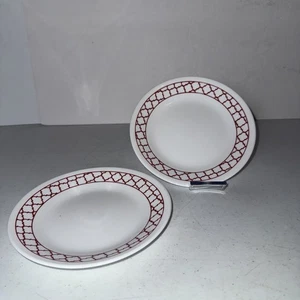 Set 2 Corelle CRIMSON TRELLIS 6 3/4" Appetizer/Bread/Dessert Plates Replacements - Picture 1 of 4
