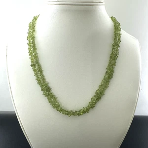 Vintage Peridot Double Strand Necklace Sterling Silver Closure #354 - Picture 1 of 7
