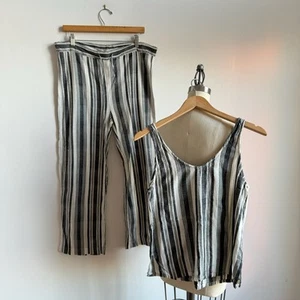 WAX & CRUZ Striped Matching Tank & Pants Set - Size S/M - Excellent Condition - Imagen 1 de 6