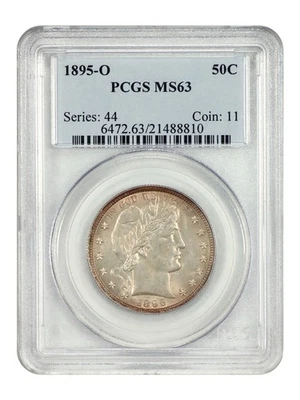 Medio dólar de peluquero 1895-O 50C graduación profesional MS63 Foto 1 de 4
