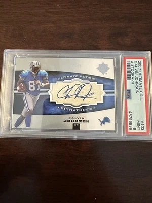 2007 Ultimate Collection Calvin Johnson Rookie Signatures /99 Detroit Lions PSA  - Image 1 of 2