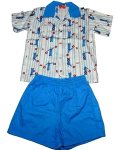 VTG KANE OF MIAMI BOYS SHORT SET BUTTON FRONT SHIRT SAILOLR FLAG sz 6 New NOS - Picture 1 of 11