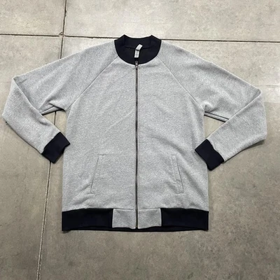 Next Level Apparel Jacket Mens XL Gray Black Full Zip Bomber Fleece Pockets - Image 1 of 4