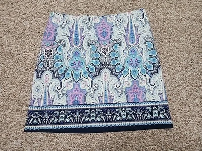 Falda Talbots Línea A Talla 8 Pequeña Azul Paisley Forrada Cremallera Lateral 32x19 Foto 1 de 4